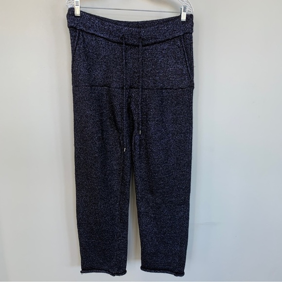 Anthropologie Toulouse Navy Shimmer Knit Pants Size L - Picture 1 of 7